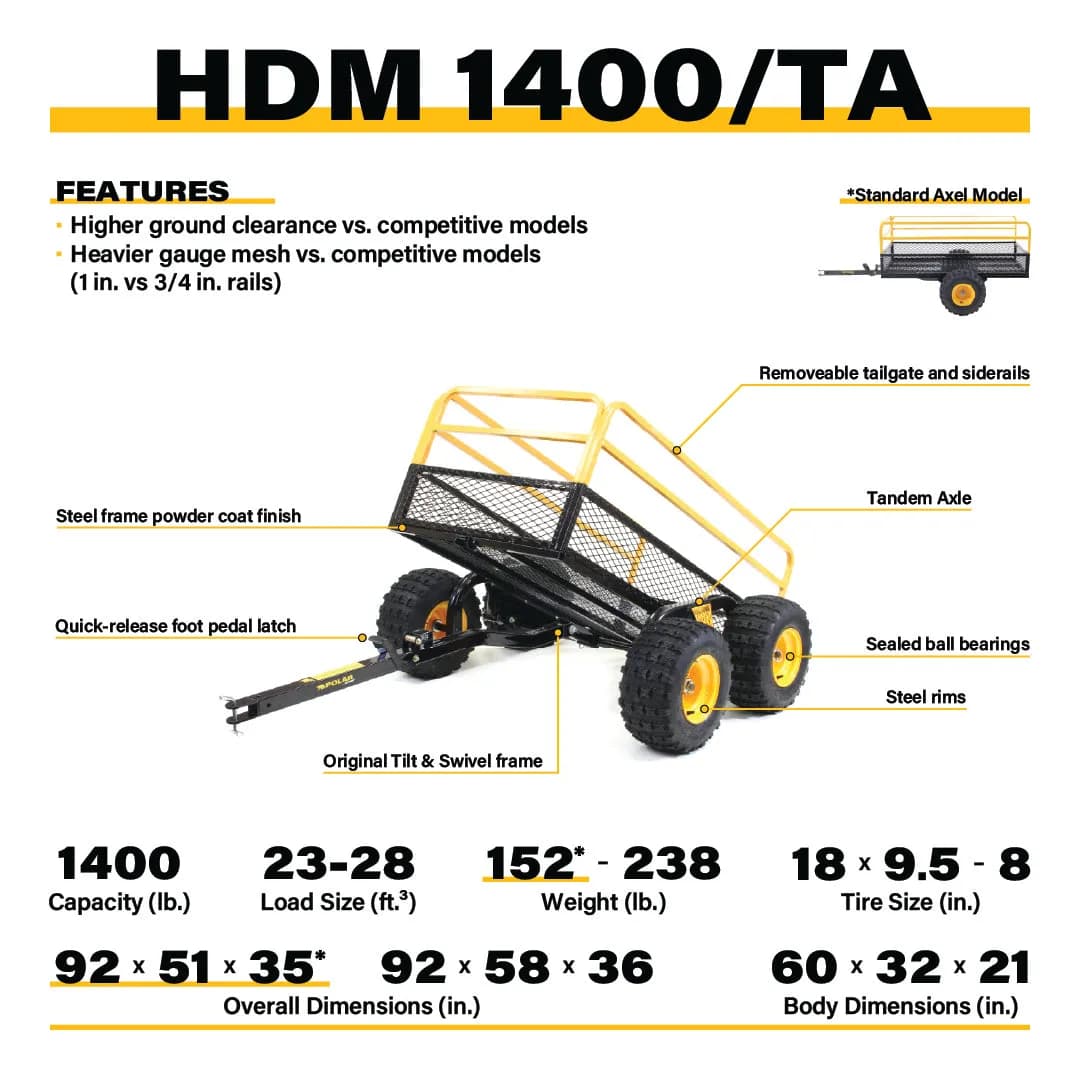 Hdm 1400 Mesh Trailer 1400lb Capacity