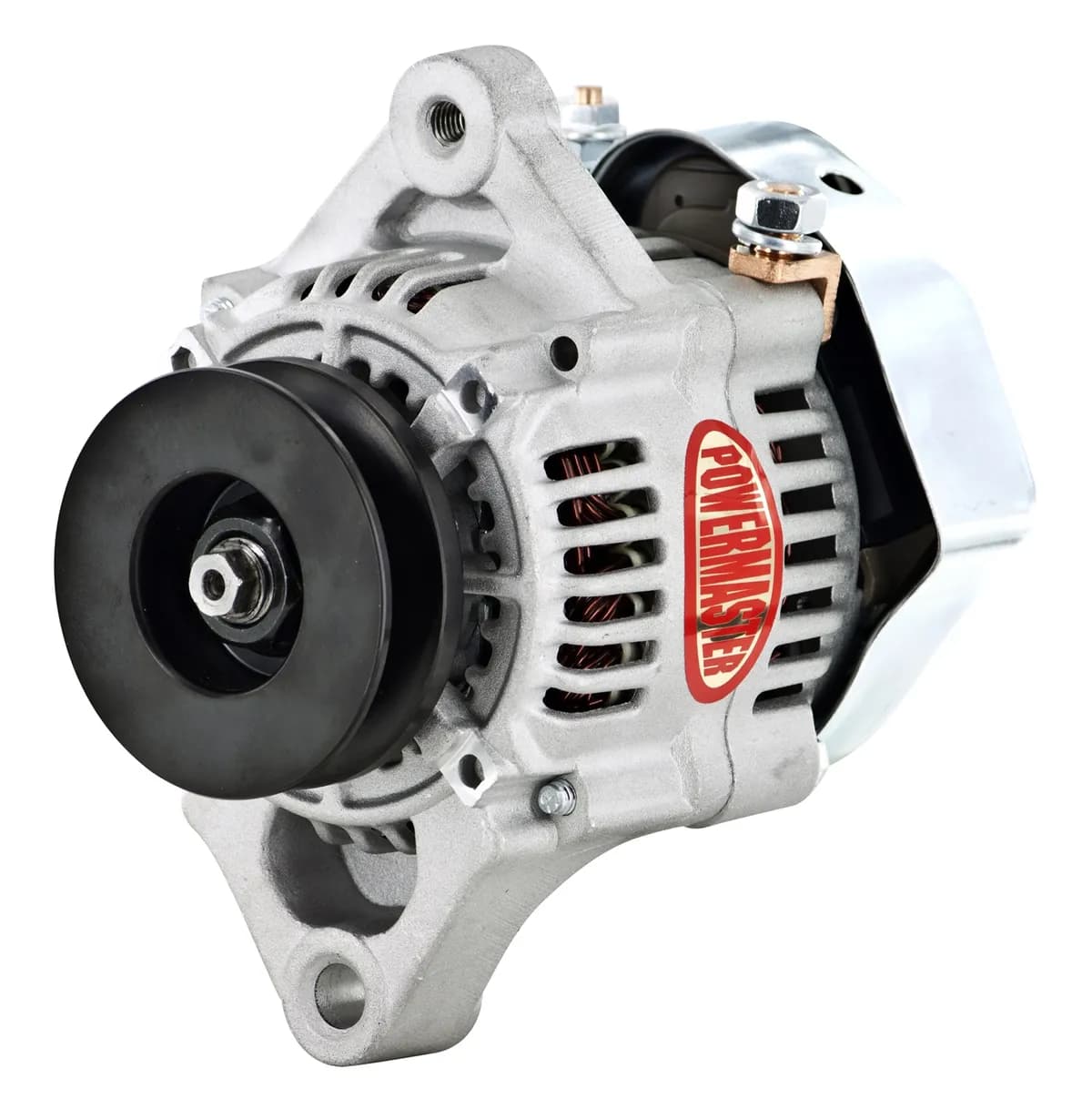 Racing Alternator; 93mm; Denso Style; Circle Track; 75 Amp; 7 Idle; 12 Groove V Type; w/Pulley; Natural;
