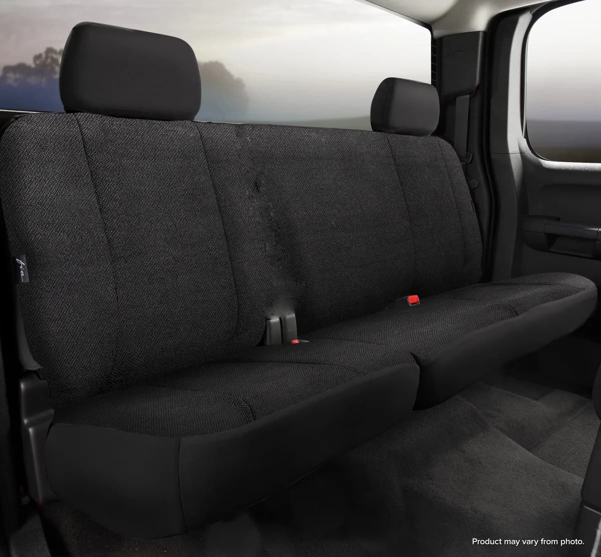 Wrangler™ Solid Seat Cover; Saddle Blanket; Black; Split Seat 60/40; Solid Backrest; Adjustable Headrests; Built In Center Seat Belt;