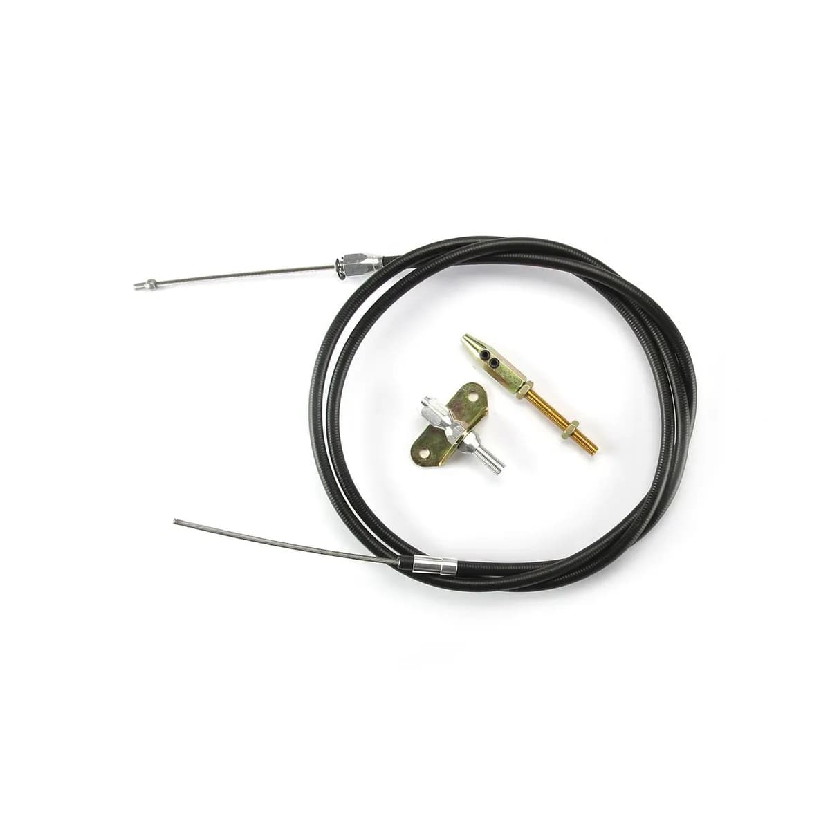 Emergency Brake Connector Cable Kit; Fits w/Lokar Under The Dash Emergency Brakes; Incl. 6 ft. Connector Cable/Aluminum Fittings/Adjuster/Ferrule; Black Housing;