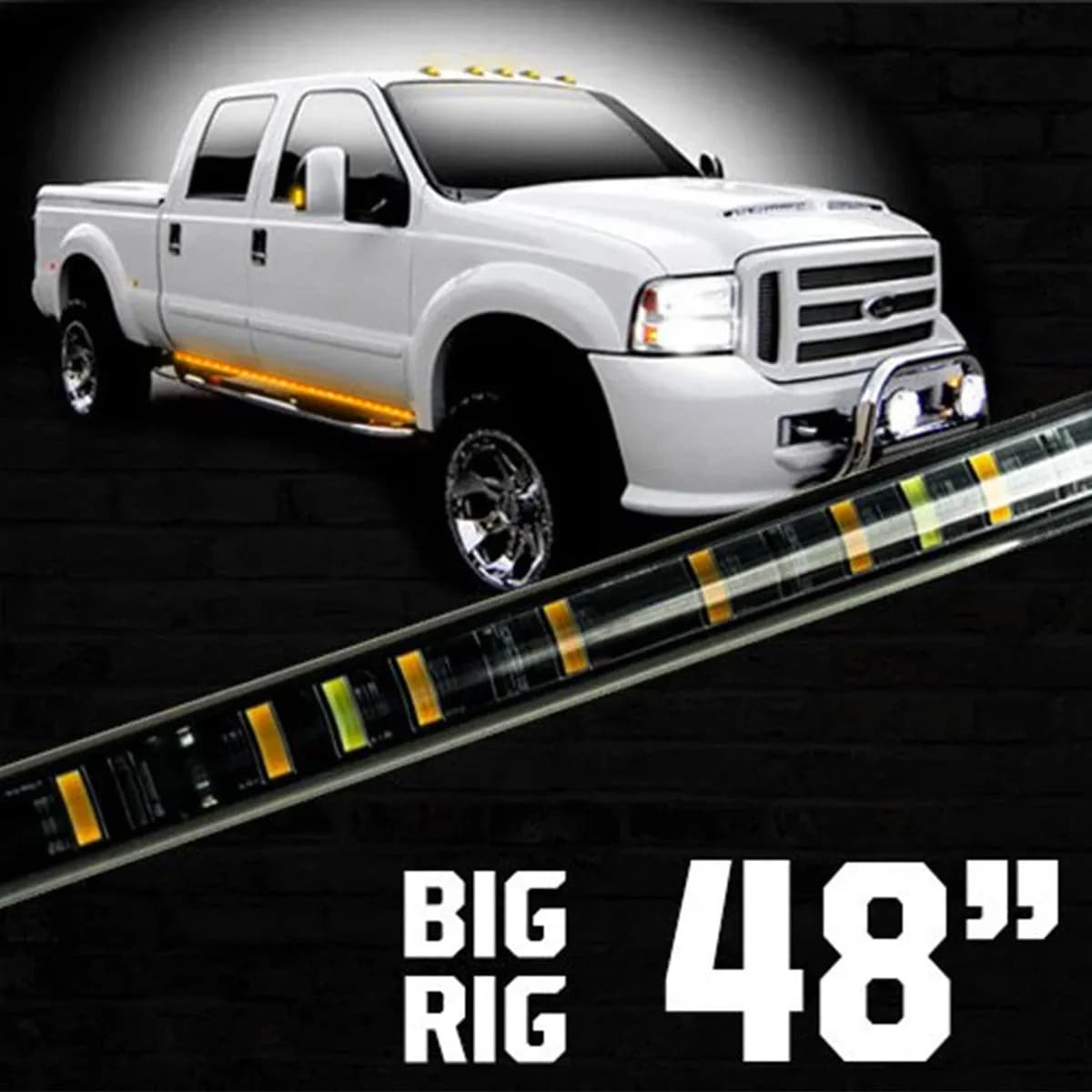 62inch Big Rig LED Running Light Kit in Amber - 2 Piece Set Includes Left And Right Side Fits All Extended And Quad Cab