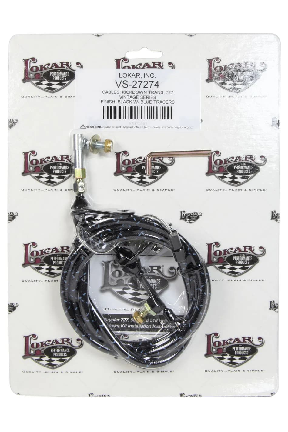 Vintage Series Kickdown Cable Kit; U-Cut-To-Fit; Incl. Aluminum Fittings w/Ferrule/Instructions; Stainless Steel Housing; Black Wrap w/Blue Tracers/Black Aluminum Fittings;