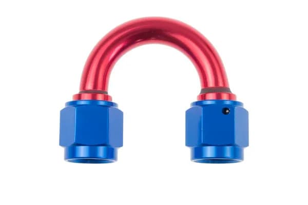 10 an Female to 10 an Female 180 Deg Swivel Coupler Red/Blue