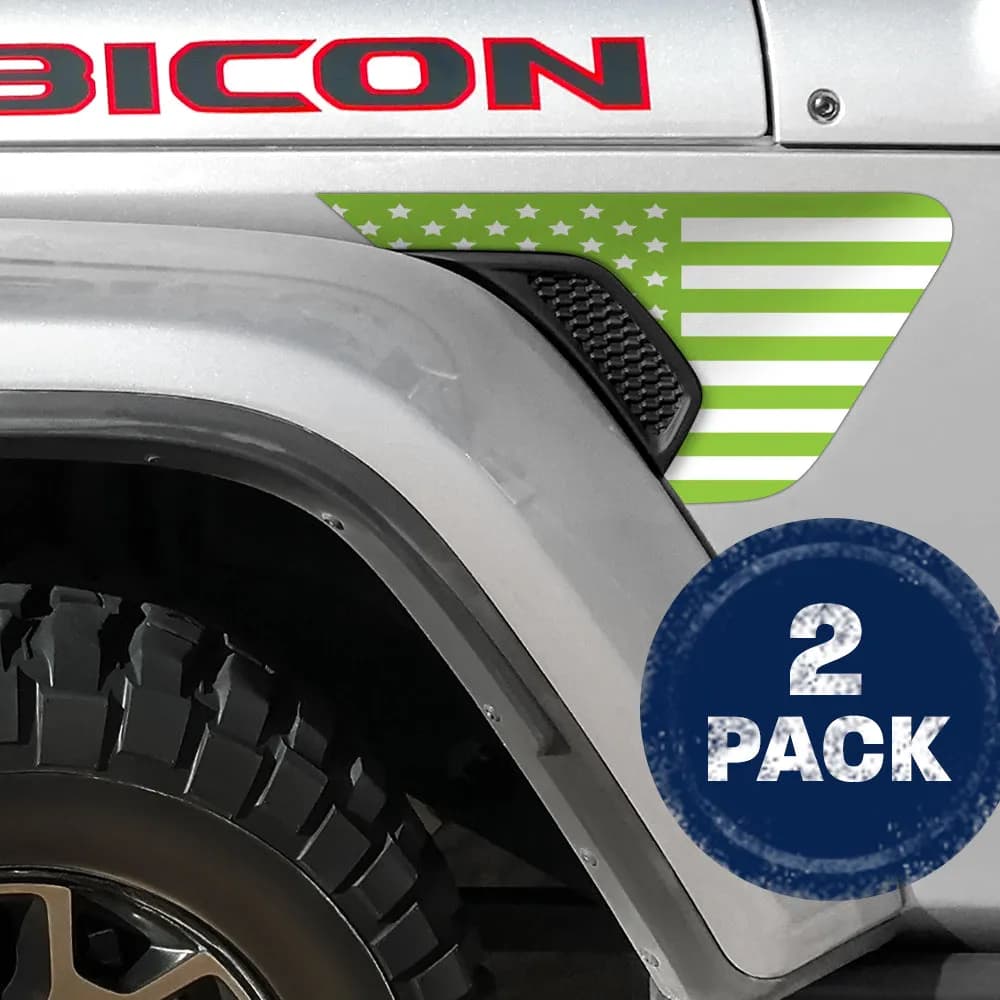 White and Green Flag 2pc Vinyl Fender Decal