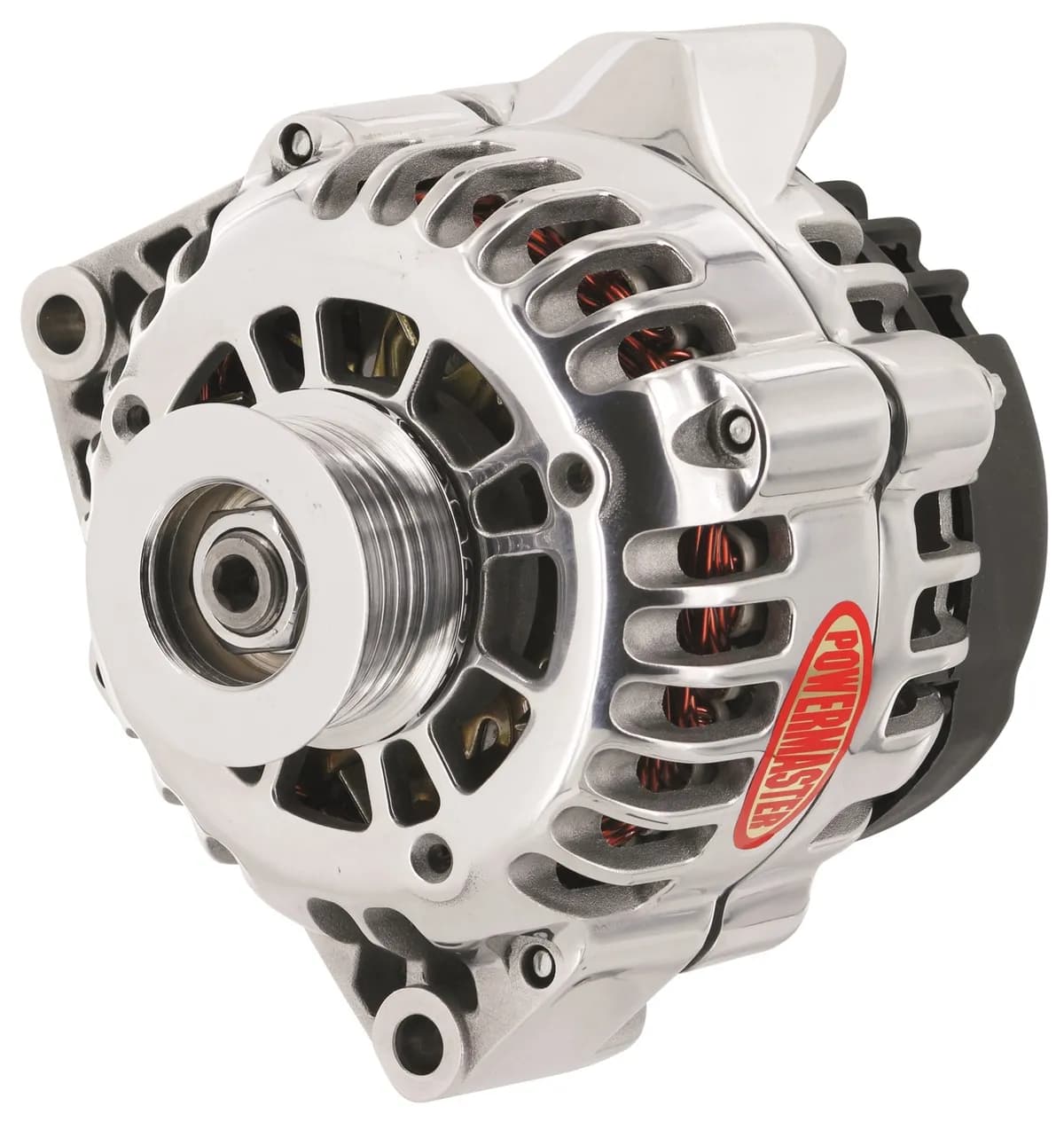 Alternator; CS130D; Rear Battery Post; 165 Amp; 100 Idle; 6 Groove Pulley; PLFS Voltage Regulator; OE Only; Polished;