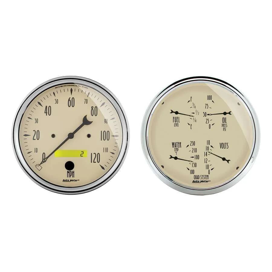 2 Pc. Gauge Kit, 5 In. Quad & Speedometer, 240-33 o, Antique Beige