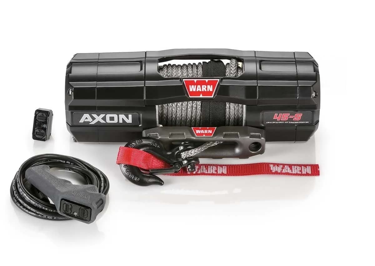 WARN - The AXON 45-S includes 50-ft. of lightweight, easy-to-handle Spydura synthetic rope, an Epic hawse fairlead, and a black hook. It's perfect of the ext