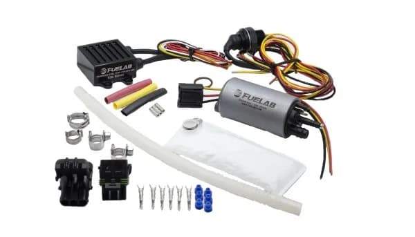 500lph In-Tank Brushless Fuel Pump with 9mm Barb and 6mm Barb Siphon 72002 Controller 74101 Feed Thru Pre-Filter Wire Lead Harness FUELAB