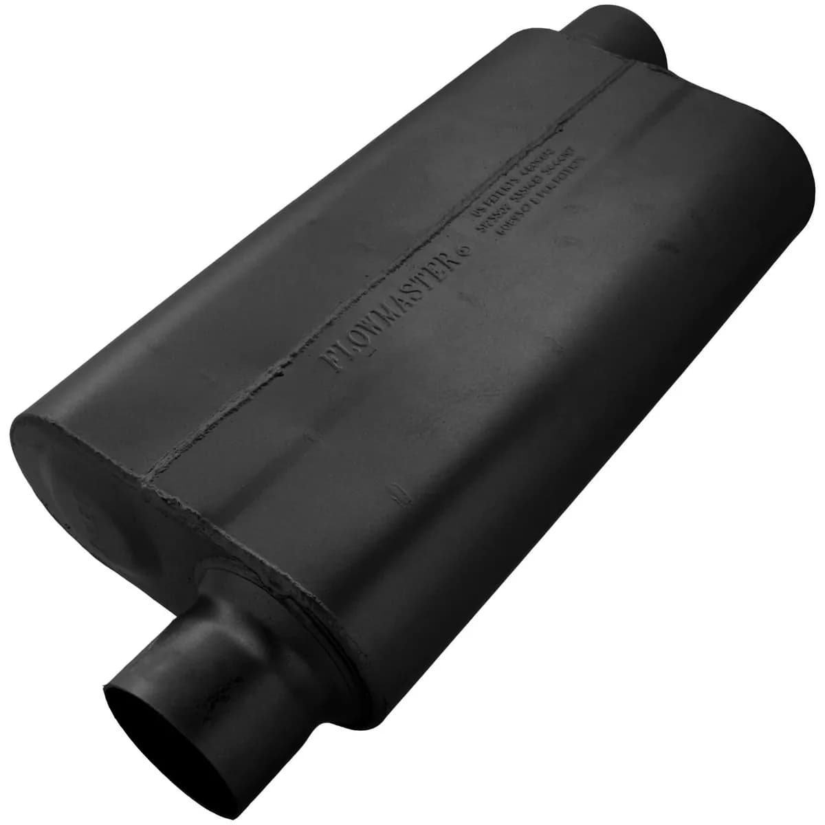 50 Series Delta Flow Muffler 3.00in IN (O) / OUT (O) Opposite Side Offsets: ea 16 Gauge Aluminized Steel