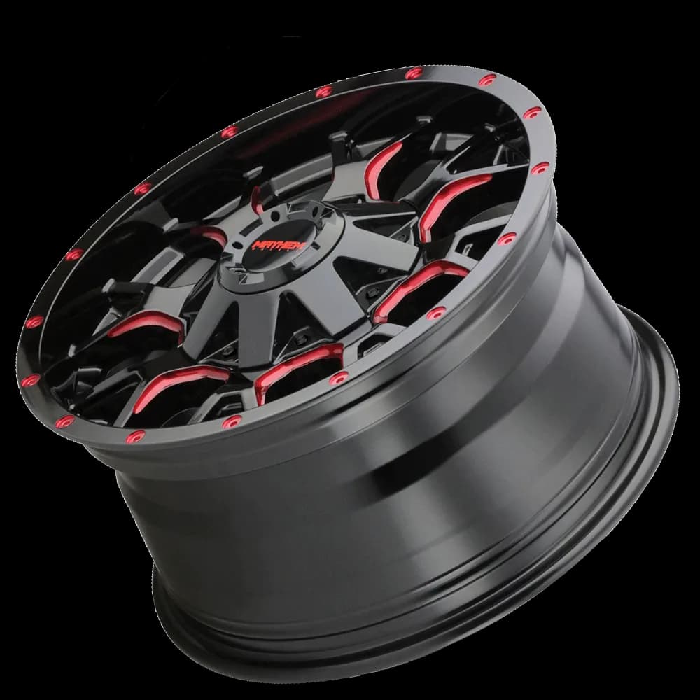 Mayhem Offroad Wheels Warrior 8015 RD 20x9 Prism Red Black 0 Off Set 5 Lug 5 BSM 87 Bore Cast Aluminum