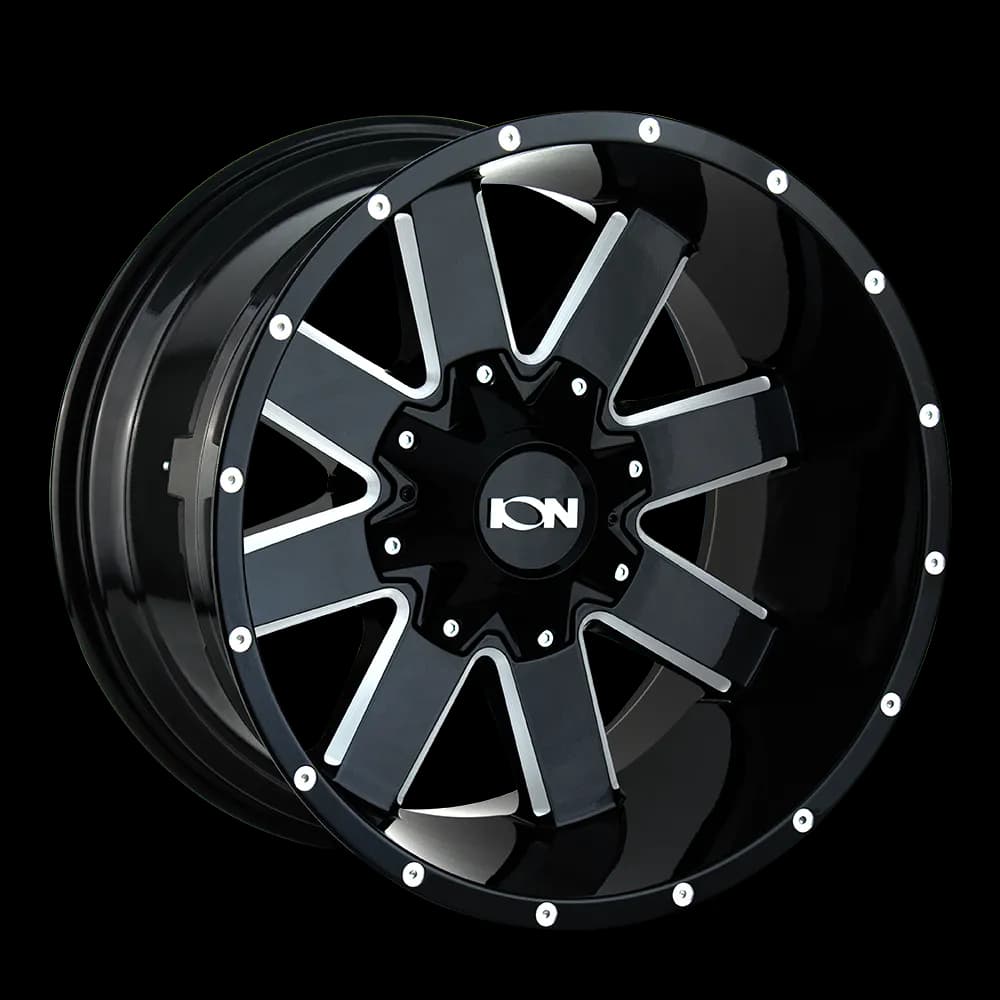 Cast Aluminum Wheels 141 GB 20x9 Milled Spokes Gloss Black 5 On 127/5 On 139.7 Bolt Pattern 0 Offset ION Wheels