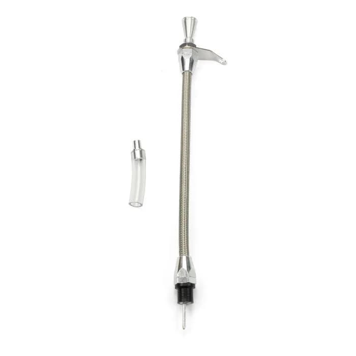 Hi-Tech Flexible Braided Transmission Dipstick; Transmount; Incl. Flexible Inner Dipstick/Funnel Adapter/Braided Stainless Outer Housing; Stainless Steel Finish;