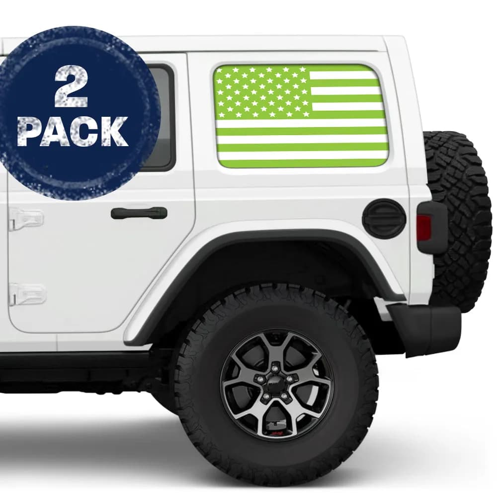 White & Green Side Windows Printed Vinyl Decal