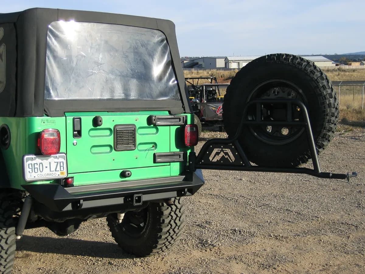 Spare Tire Carrier; 2 Stage Black Powder Coated; For Use w/PN[JP97-Y1051/JK07-Y1251];