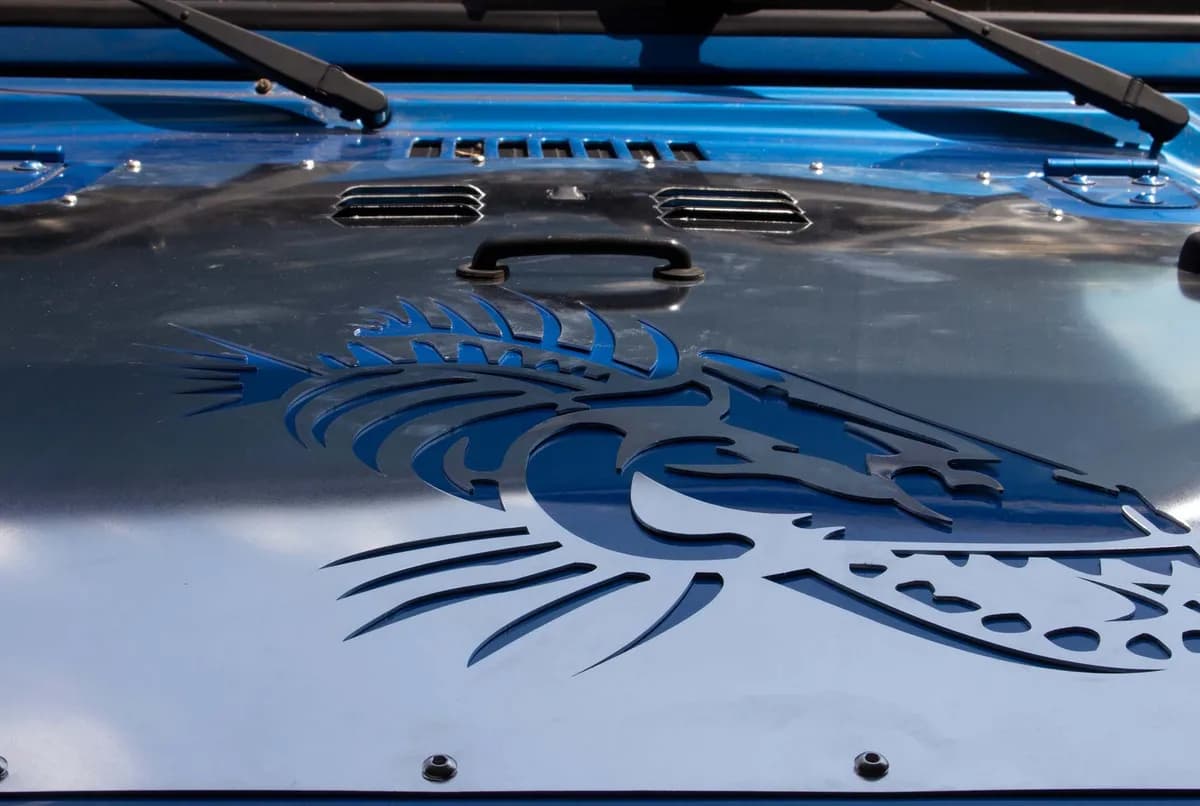 200712 Wrangler Fishbone JK Hood Louver (0712)black Black Powder Coat