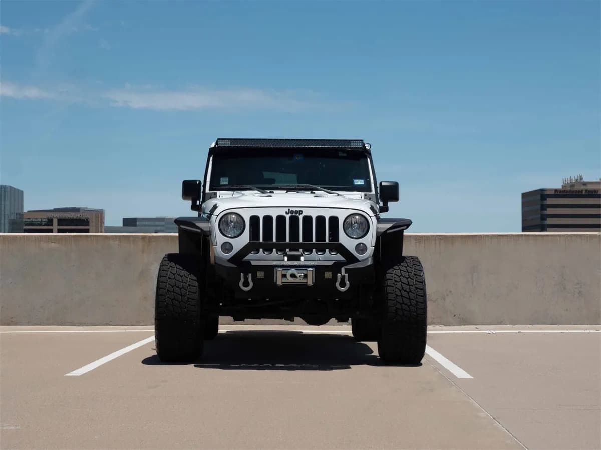 Stealth Fender Flare Body Armor; Front; w/Switchback LED DRL; Texture Black;