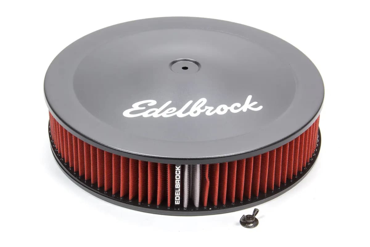 Air Cleaner, Pro-Flo Series, Round, 14 In. Diameter, Cloth Element, 3/8"Dropped Base, Black