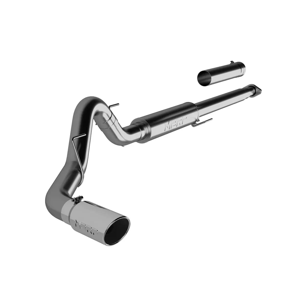 Armor Plus Cat Back Exhaust System; 4 in.; Incl. Front Pipe/Ext. Pipe/Muffler/Over Axle Pipe/Tailpipe/Hardware/5 in. OD Tip; Single Side Exit; T409 Stainless Steel;