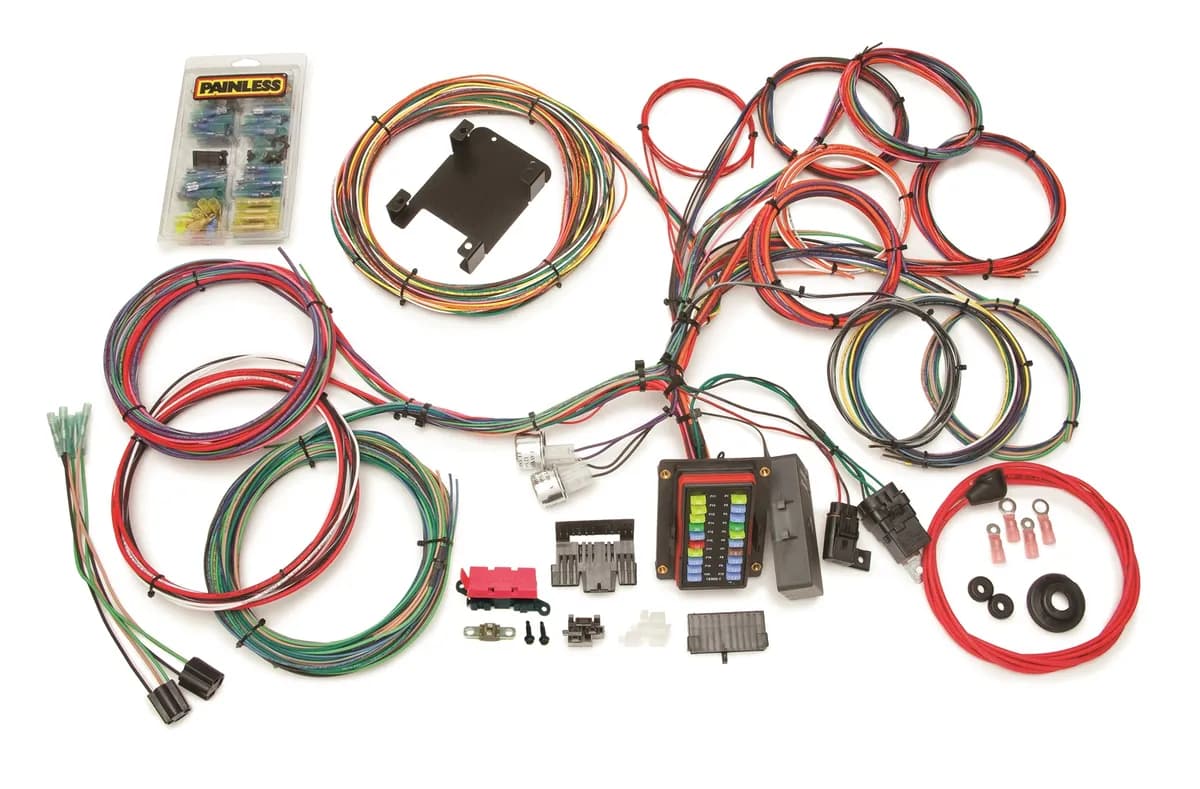 26 Circuit Customizable Weatherproof Chassis Harness; Off Road; Incl. Fuse Blk w/ O-Ring Sealed Cover/Heat Sealed Crimp-On Term./Weatherproof Horn Relay/Machined Crimped Splices;