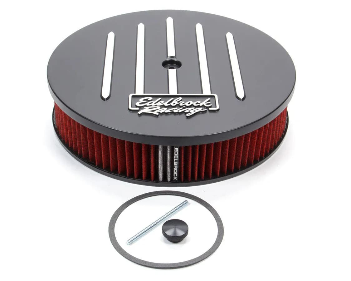 Edelbrock 41663 Racing Series Black 14 Round Air Cleaner - 3 Pro-Flo Element (Deep Flange)