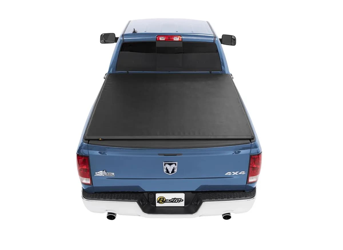 EZ-Roll Soft Tonneau Cover For Ram 2019-2024 1500 6.5 Foot Black Tailgate Spoiler Not Included Bestop