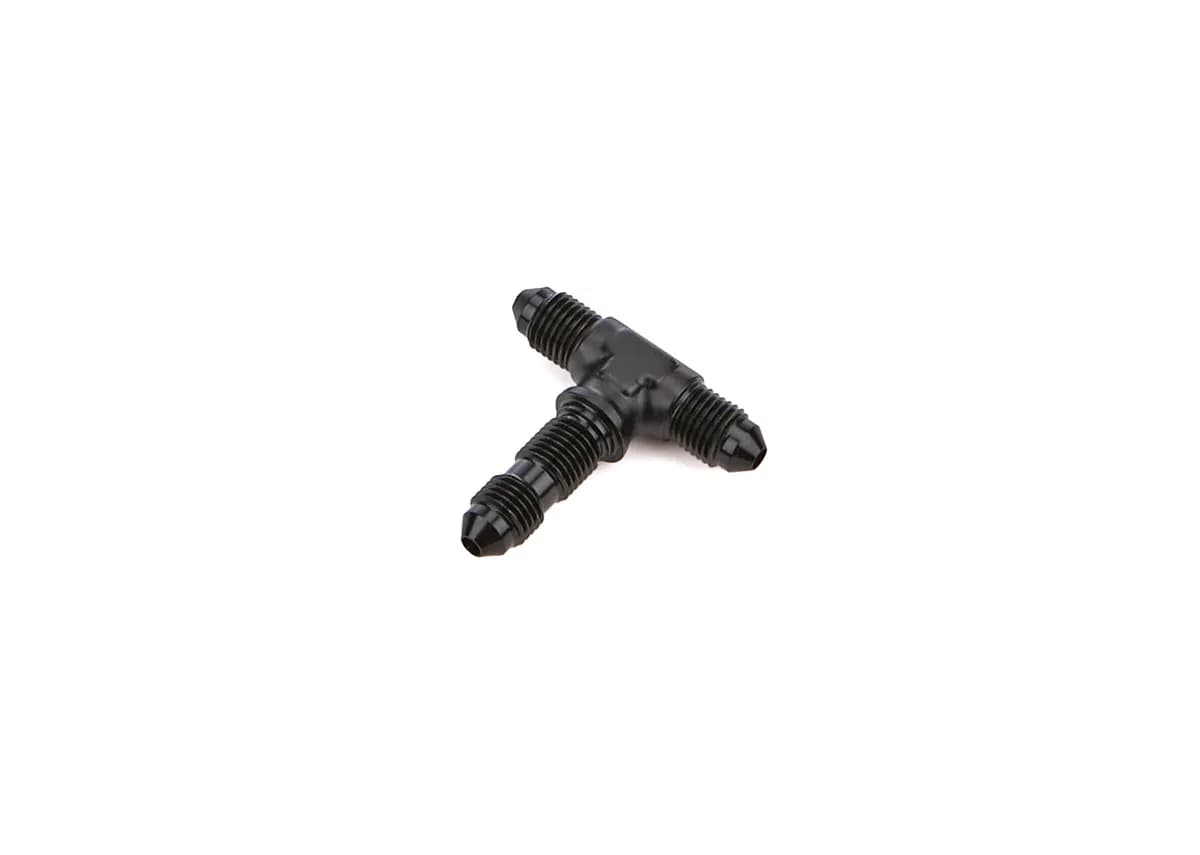 03 Male An/Jic Bulkhead Tee (Bulkhead on Side) Black