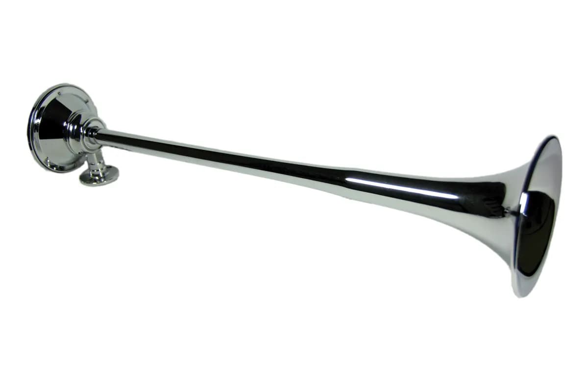 Roof Mount Single Horn; 20.5 In. Trumpet; Chrome Plated Stainless Steel; [Available While Supplies Last];