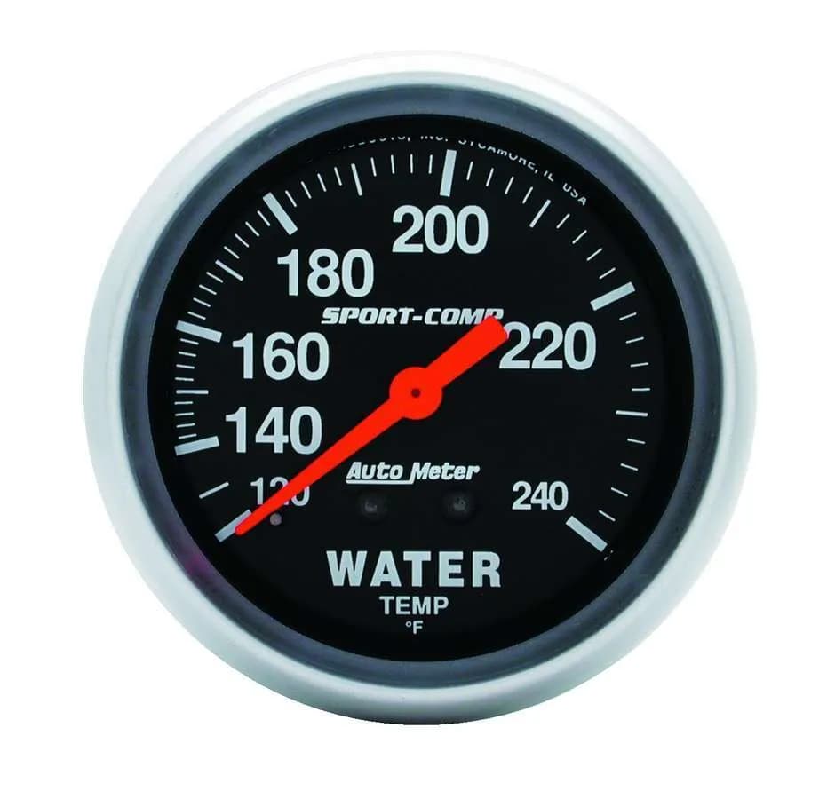 Gauge, Water Temp, 2 5/8", 120-240?F, Mechanical, 12ft., Sport-Comp