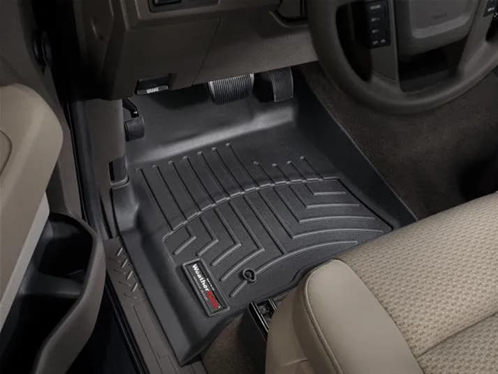 2008 - 2010 Ford F150 Black Front FloorLiner Fits models with 1 retention device and does not fit models with 4x4 manual shifter