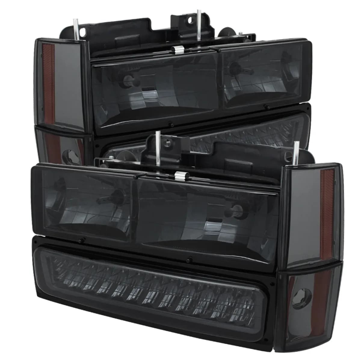 XTune Crystal Headlights; w/Corner And LED Bumper; Smoke;