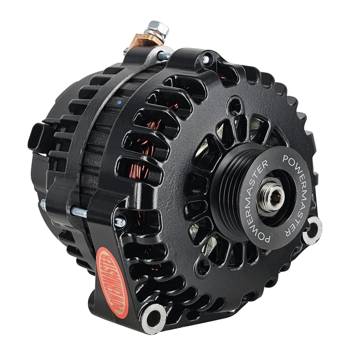 Alternator; AD244; Offset 2 in. Spools; 220 AMP; 150 Idle; w/2 Pin Voltage Regulator; OE Only; Black;