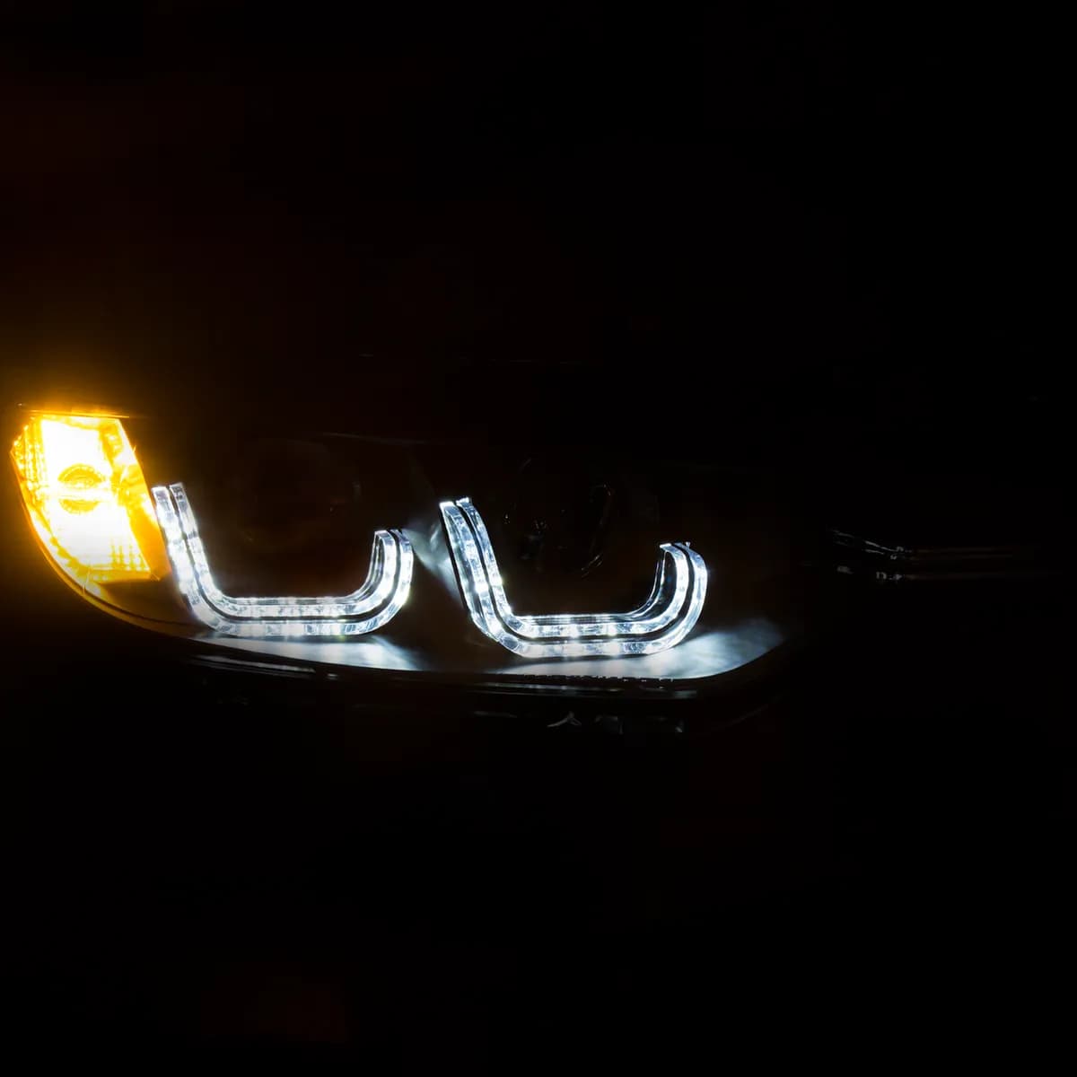 Bmw 3 Series F30 4DR 12-15 Projector U-Bar Headlights Black (For Halogen Model)