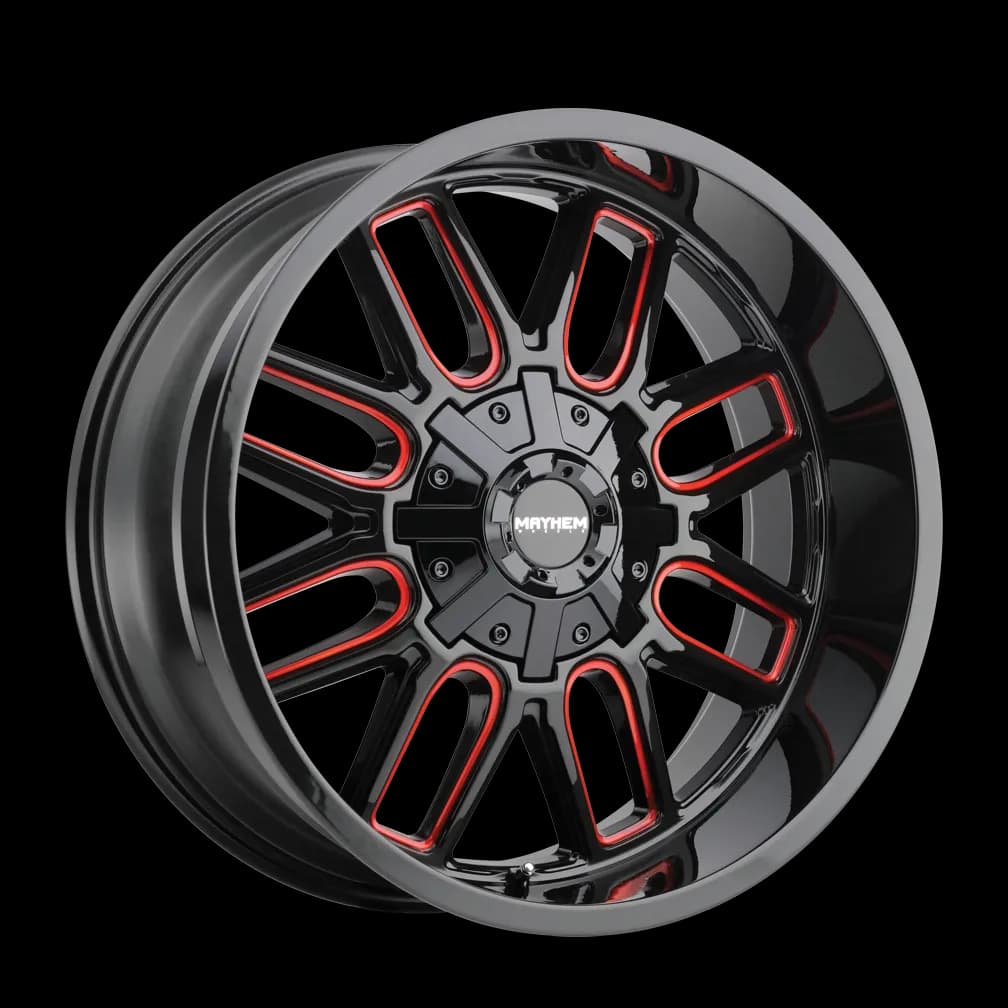 Mayhem Offroad Wheels Cogent 8107 RD 18x9 Prism Red Black 0 Off Set 6 Lug 5 BSM 106 Bore Cast Aluminum
