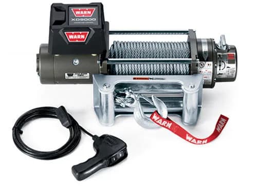 WARN - Vehicle Mounted; Vehicle Recovery Winch; 12 Volt Electric; 9000 Pound Line Pull Capacity; 100 Foot Wire Rope; Roller Fairlead; Wired Remote; Planetary