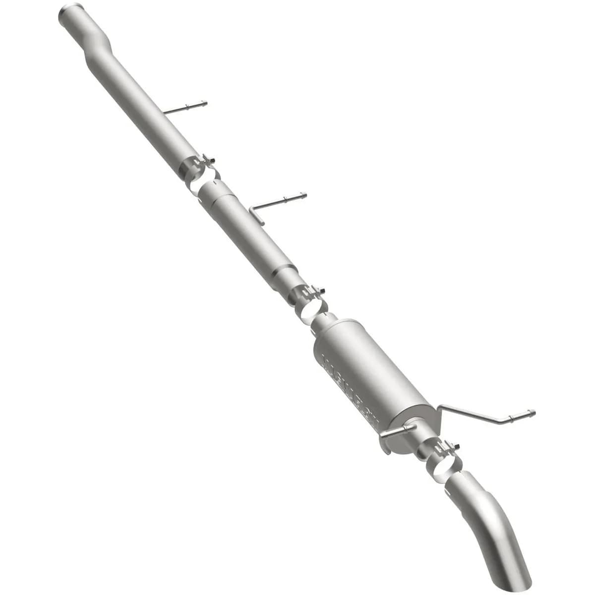 09-10 GM Silverado/SierraCC/EC Cat-Back System featuring 3in stainless steel piping and a 3in stainless steel Turn Down tip
