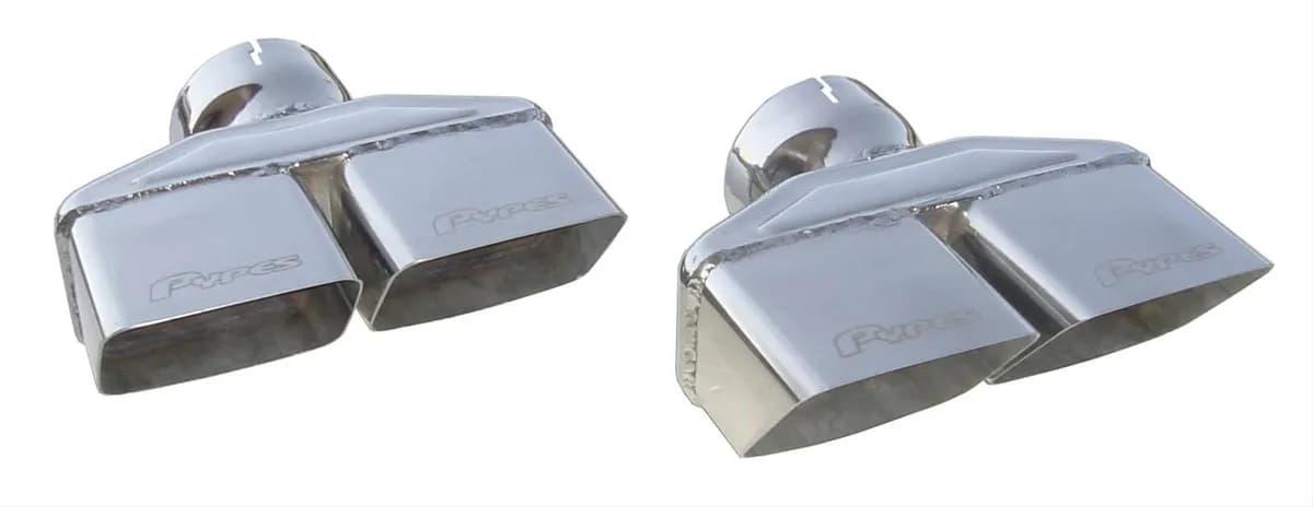 Exhaust Tail Pipe Tip Set 08-14 Challenger 3 in Dual Rectangle Slip Fit Clamp On Hardware Not Incl Polished 304 Stainless Steel Pair Pypes Exhaust