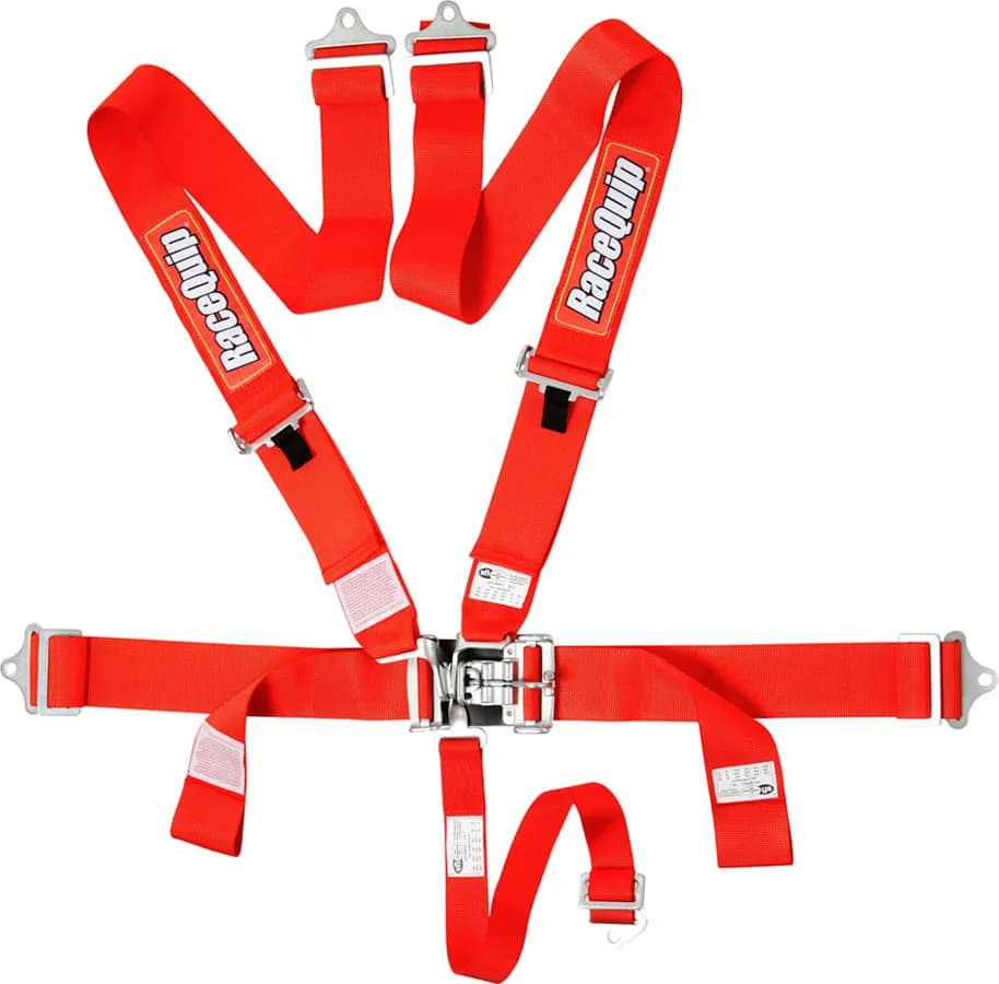 Latch & Link 5 Point Auto Racing Harness Set; Sfi 16.1 Seat Belt Set; Red