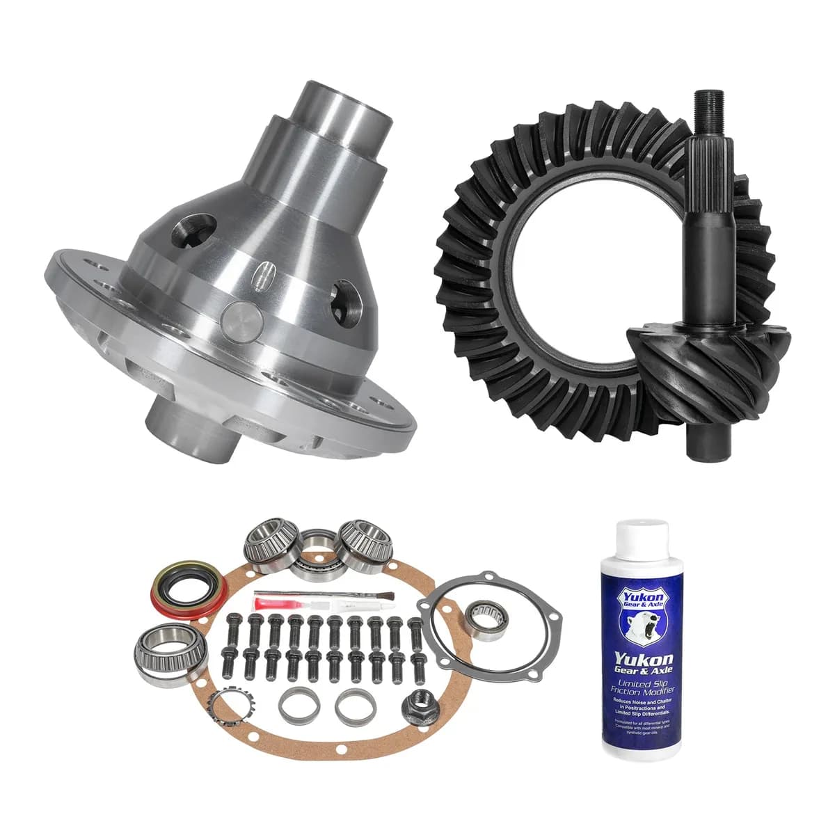 Muscle Car Limited Slip & Re-Gear Kit For Ford 9 28 Spline 3.00 Ratio 9.0 Inch Ford Rear 3.00 Ratio R&P Gear/ Install Kit Package With 28 Spline T/L Posi (2.89 Inch Do/ OE Support) Yukon Gear