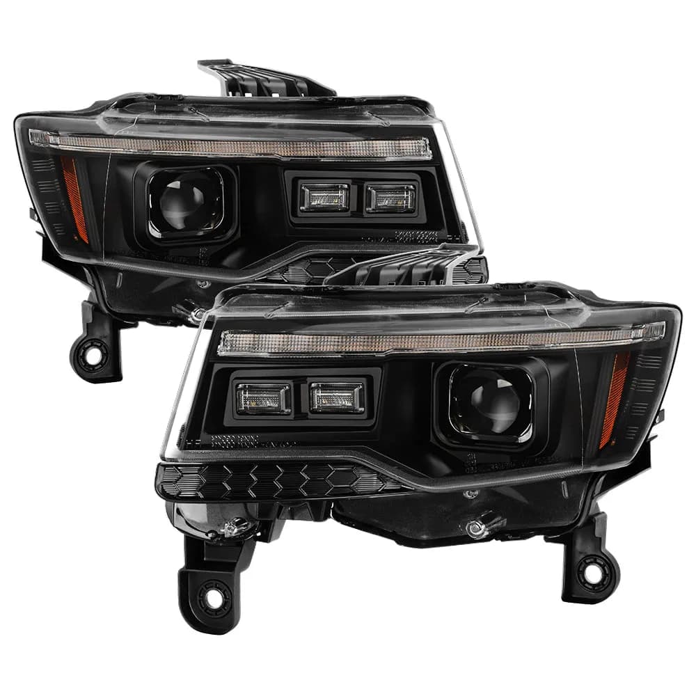 ( Spyder Signature ) Jeep Grand Cherokee 2014 - 2021 Halogen Model Only ( Not Compatible With Xenon/HID Model ) Projector Headlights - Switchback LED Turn Signal Lights - Black