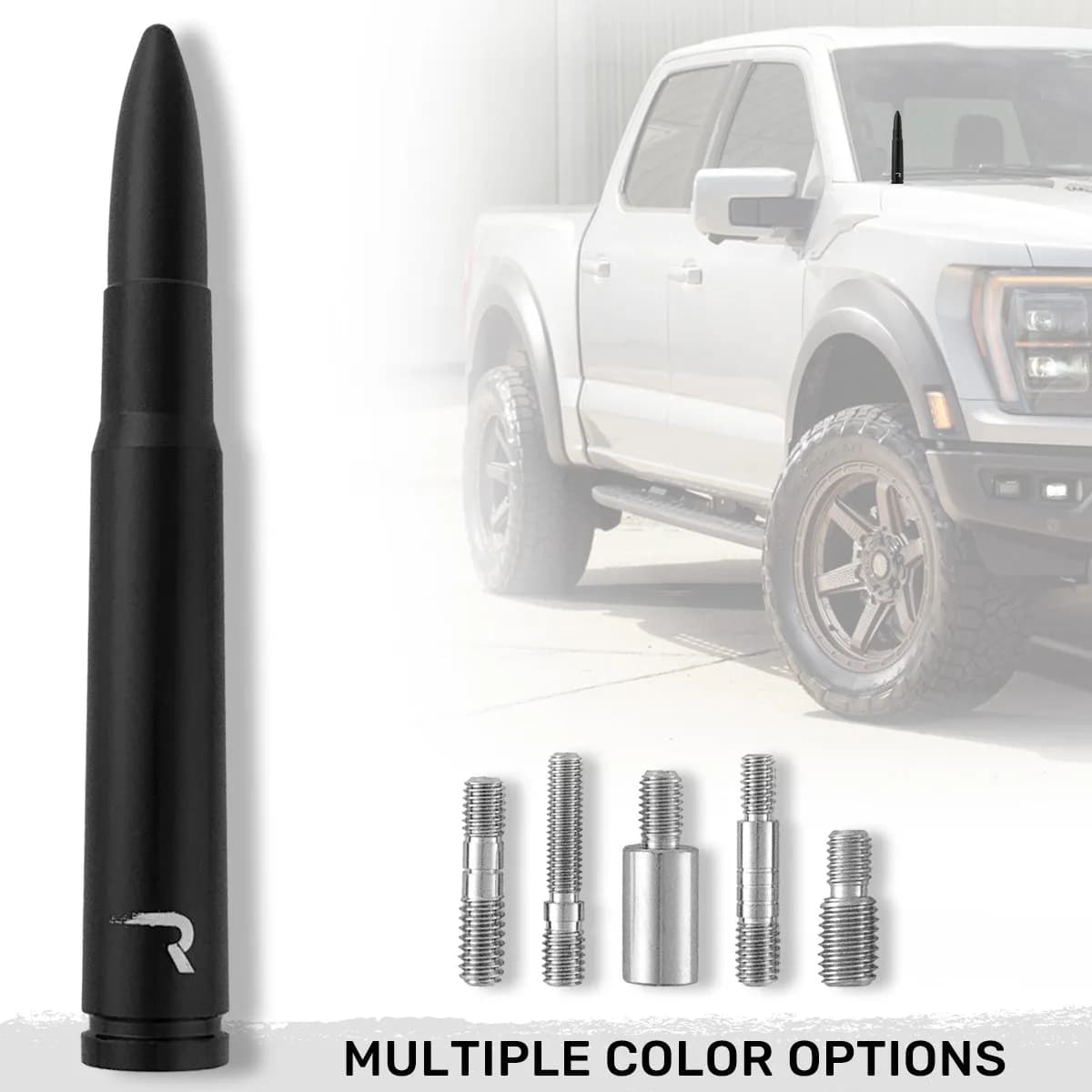 .50 Cal Bullet Antenna (Fits OEM Factory Threaded Antenna) Multiple Colors