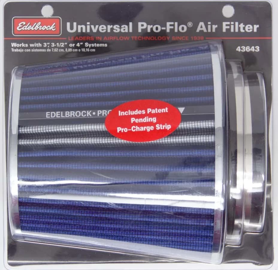 Edelbrock 43643 Pro-Flo® Universal Blue Medium Conical Air Filter with 3, 3.5, and 4 Inlet
