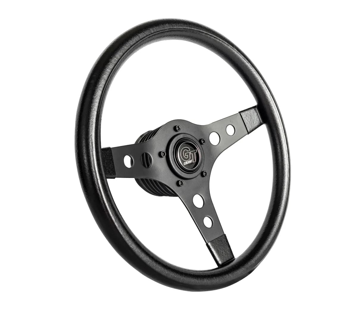 GT Sport Steering Wheel; 13 in. Diameter; 3 1/2 in. Dish; Black Foam Hand Grip; Matte Black 3-Spoke Design;