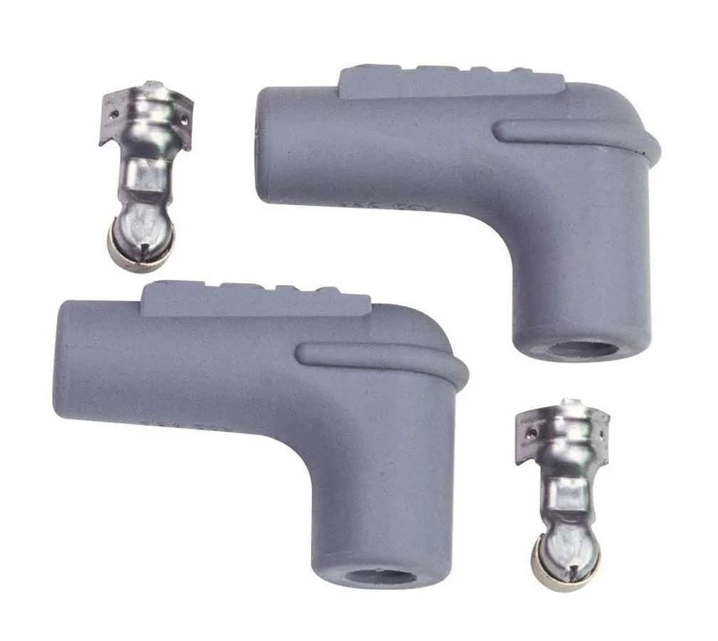 Silicone 90 Degree Spark Plug Boots & Terminals Gra