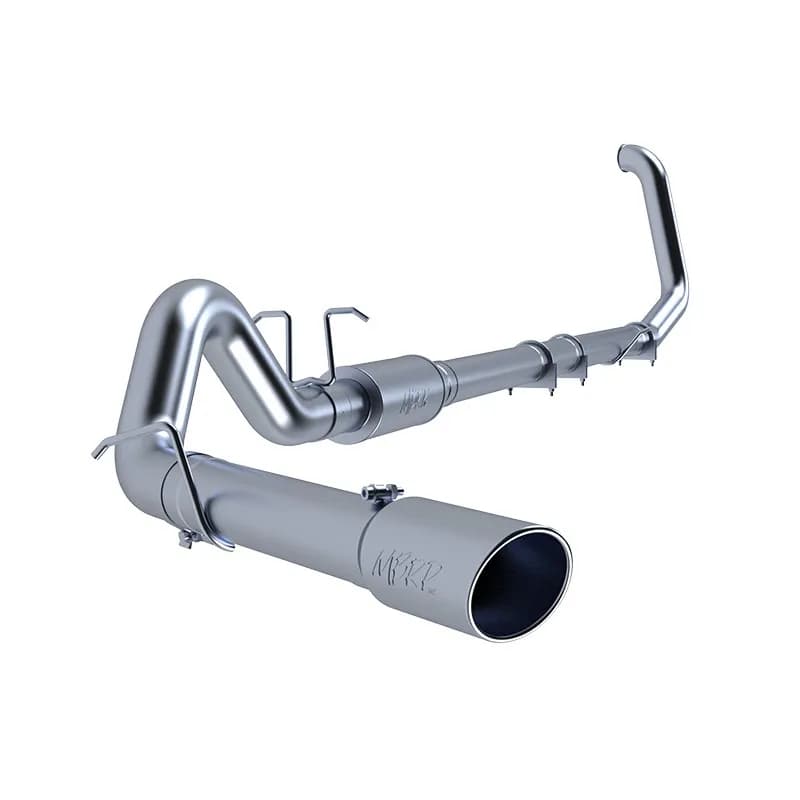 Armor Plus Turbo Back Exhaust System; 4 in.; Incl. Turbo Down Pipe/Mid Pipe/Ext. Pipes/Muffler/Over Axle Pipe/Tailpipe/Hrdw/5 in. OD Tip; Single Side Exit; T409 Stainless Steel;