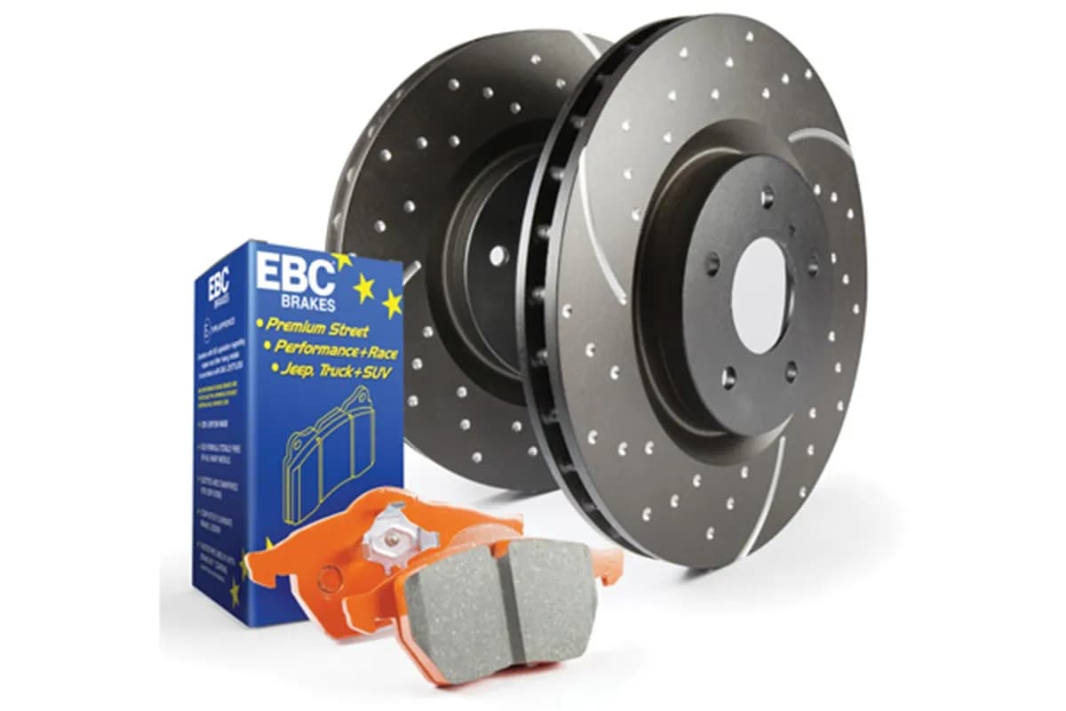 S8 Kits Orangestuff and GD Rotors; Front; FMSI Pad No. D1894; Vented; 5 Bolt Holes; 349mm Dia.; 57.2mm Height; 34mm Thick; 68mm Center Hole Dia.;
