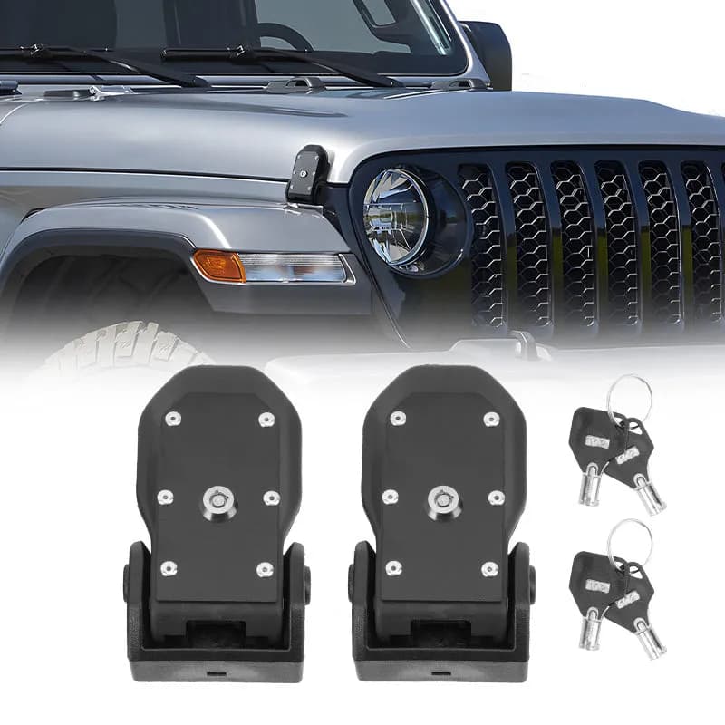 ABS Hood Latch Kit Anti-Theft for Jeep Wrangler JK JL and Gladiator JT
