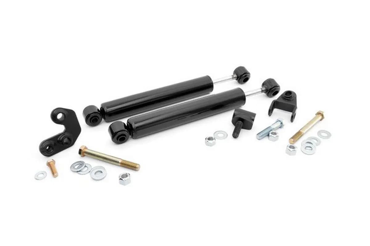 Rough Country Stacked Dual Steering Stabilizer - 2.5-6.5in Lifts - TJ/LJ