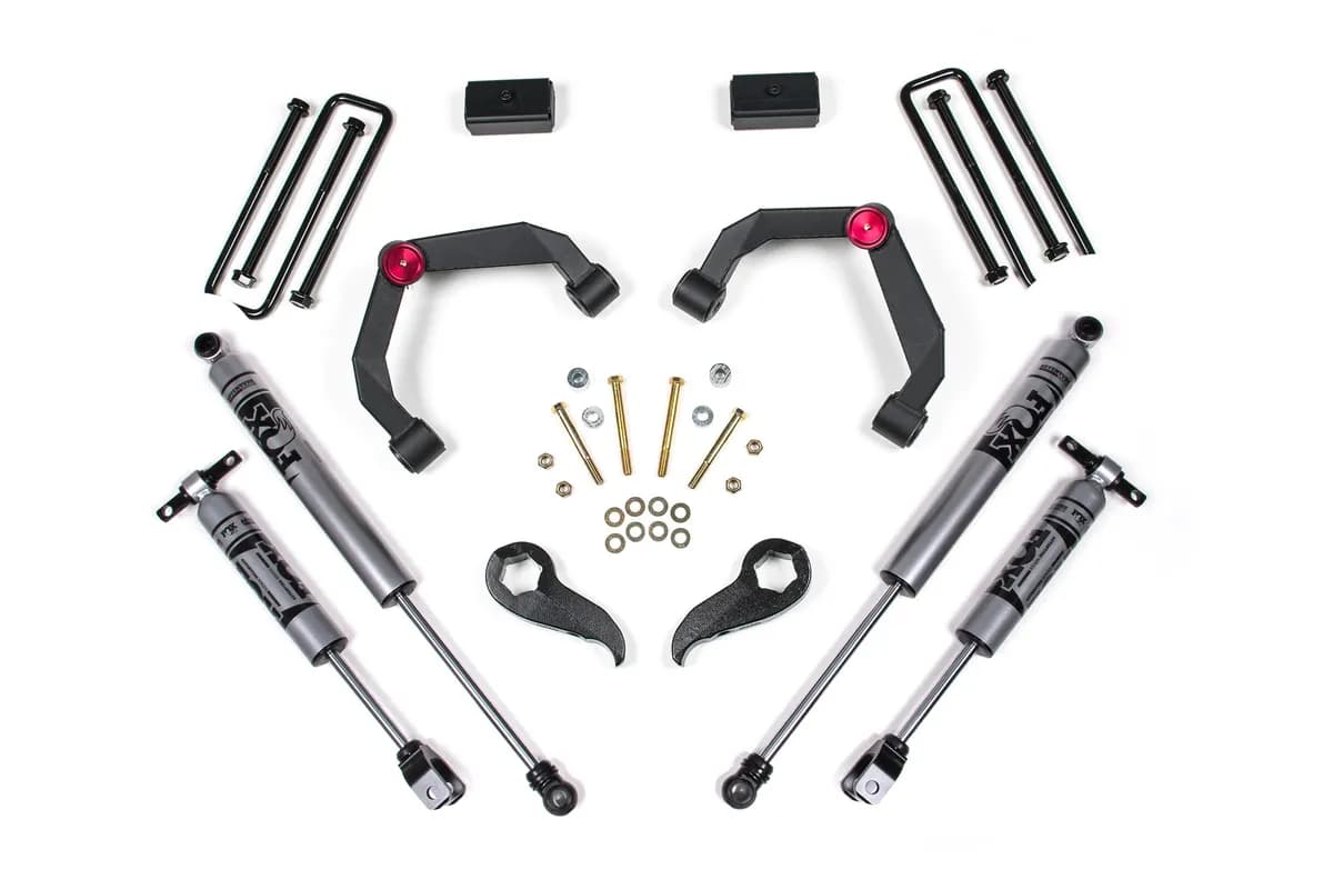 2011-2019 Chevy/GMC HD 3 UCA Lift Kit Rear Block w/o Overloads - Fox 2.0 adventure Series Shocks