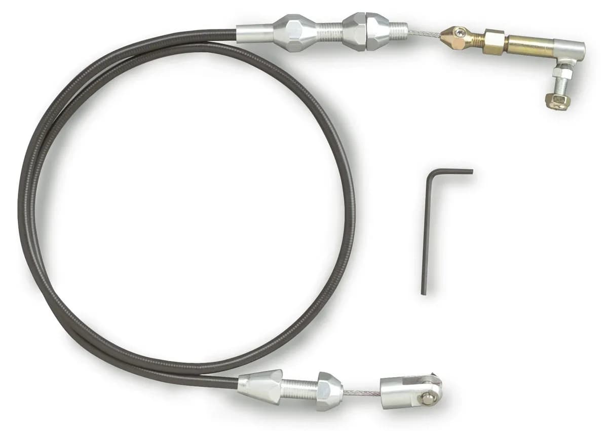 Hi-Tech Throttle Cable Kit; Universal; U-Cut-To-Fit; 36 in.; Incl. Aluminum Ferrules/Instructions/Black Housing/Polished Aluminum Fittings;