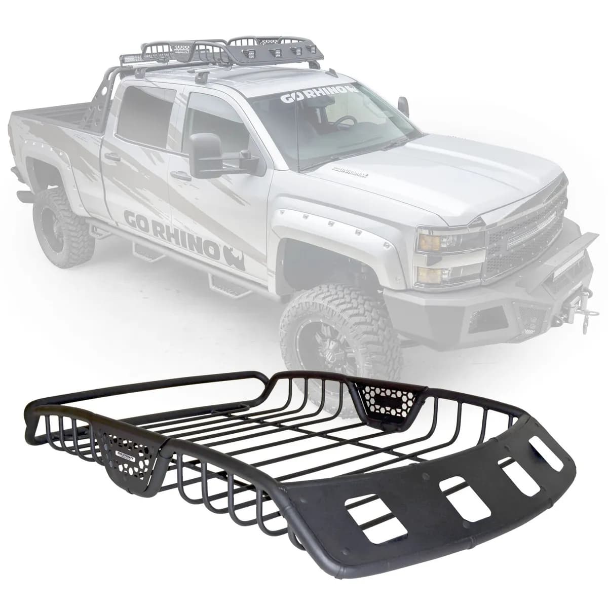 Go Rhino 59047T - SR40 Tubular Steel Roof Rack With 4x Light Mount Openings - 60 Long - Textured Black